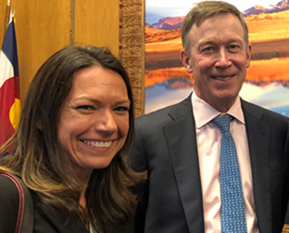 Suzanne Kerns and Governor John Hickenlooper