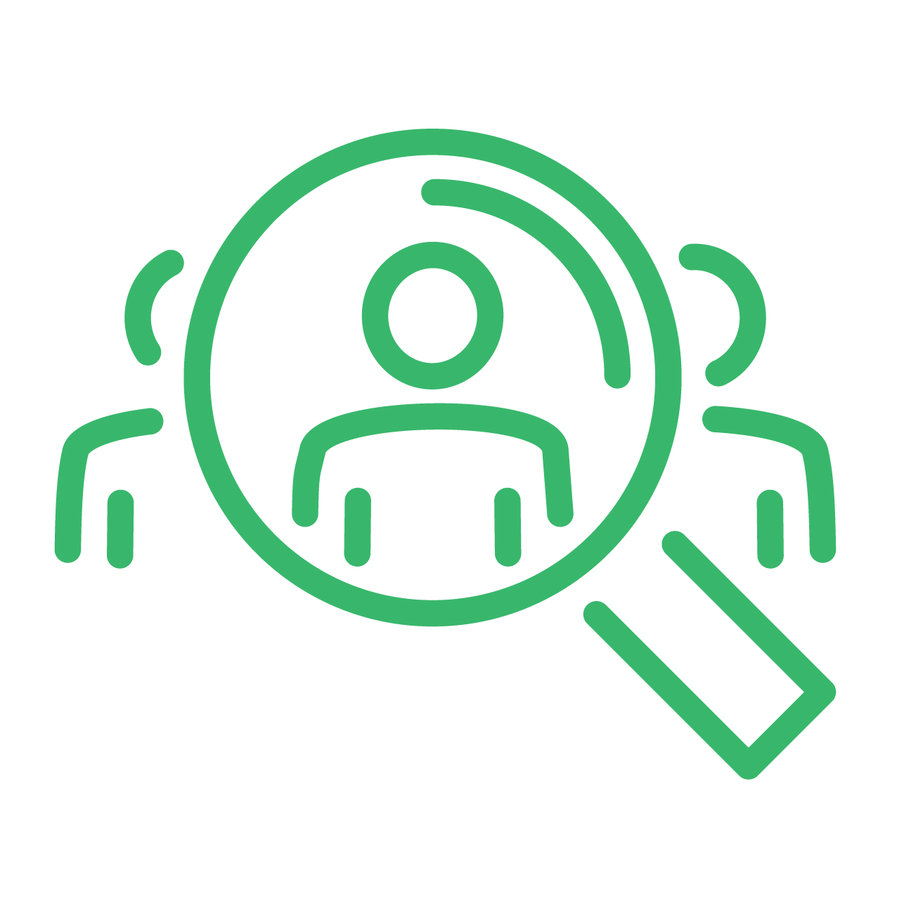 person icon in a magnifying glass