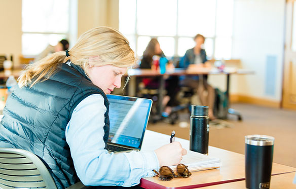 Student on computer