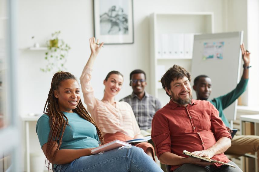People in a training