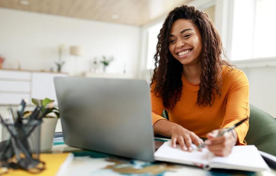 woman studying