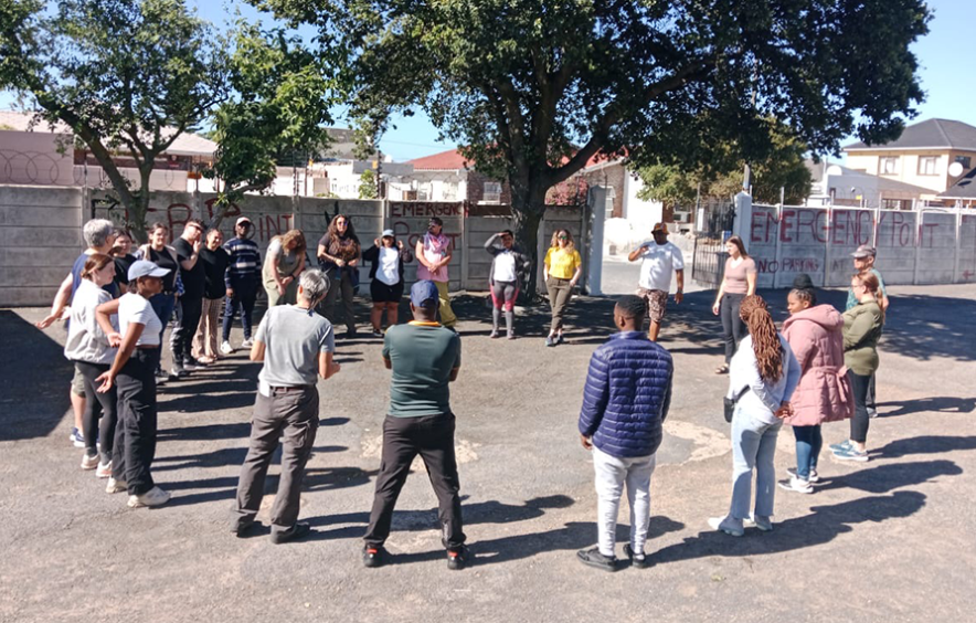 people standing in a circle