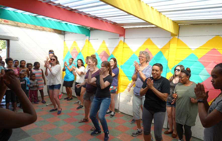 people dancing in a group