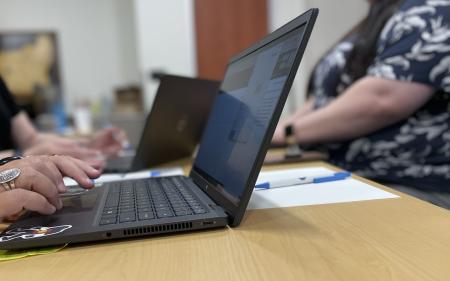 typing on keyboard