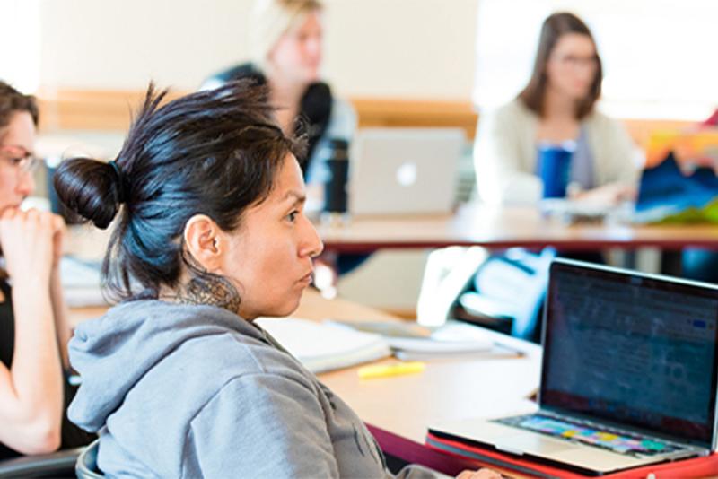 female student in class