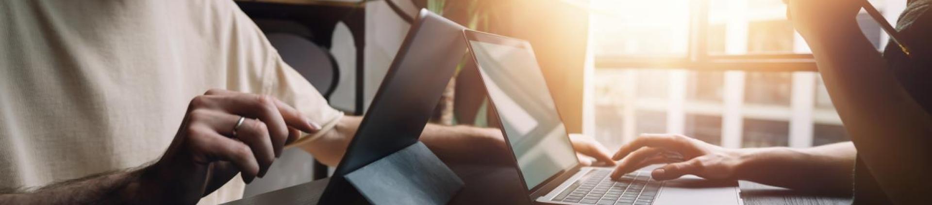 People working at computer